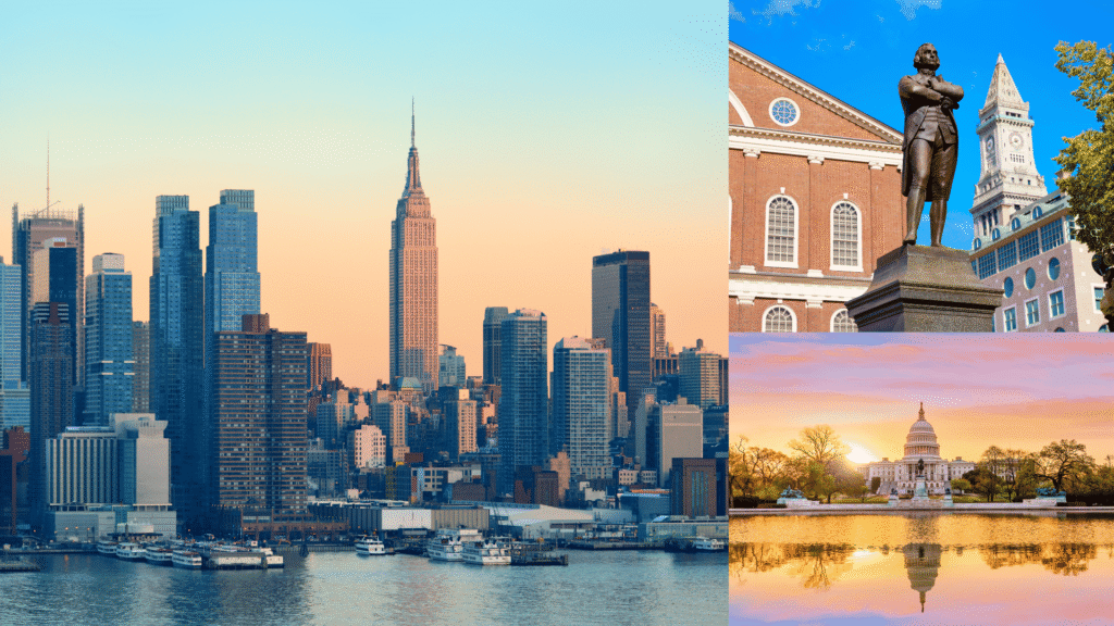 NY, Washington and Boston