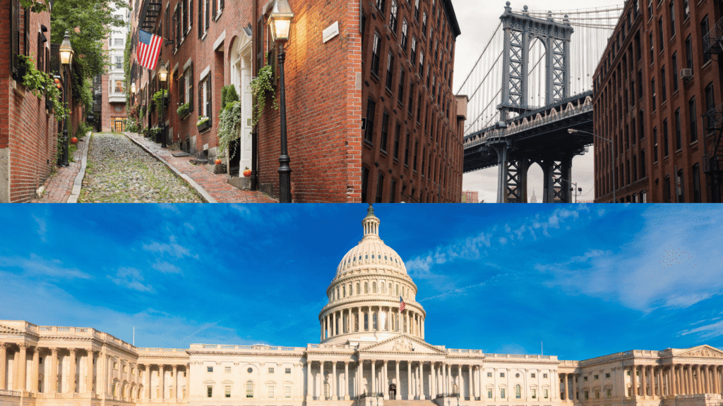 NY, Washington and Boston