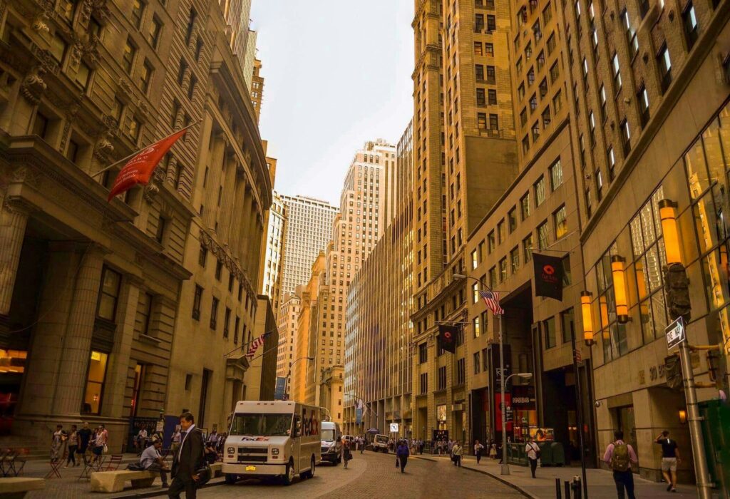 Wall Street and the Financial District in New York